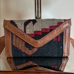 Brown and Black Geometric Clutch with Leather Trim Photo 0