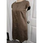 ZARA Basic Faux Suede Brown Shift Dress Size M Lined Cap Sleeve Babydoll Photo 2