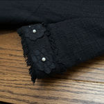 Karl Lagerfeld  Black Boucle Sheath Tweed Dress Flowers size 6 Photo 3