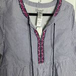 Tommy Bahama  blue stripe floral embroidered poplin dress medium coverup vacation Photo 3