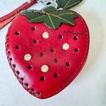Red Leather Strawberry Coin Purse Hawaii Souvenir Wristlet Rhinestone Accents Photo 5
