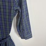 Lands' End  Canvas Plaid Shirt Dress Sz 2 Blue Green Button Up Long Sleeve Photo 4
