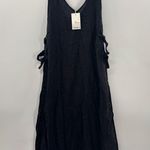 Vitamin A  Riviera Cover Up  Dress - Black Crinkle Linen Side Tie Photo 4