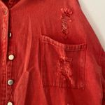 POL Hot Pink Cotton Distressed Oversized Shacket Jacket Women's size Large Photo 2