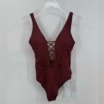 Seafolly  Women's Burgundy Active Lace Up One Piece Swimwear‎ AUS Size 10 Photo 2