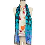 Jones New York Halston & Silk Scarf Bundle Blue Ombre Floral & Tulip Butterfly Photo 1