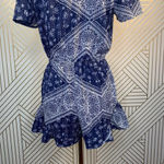 Tularosa  Romper‎ V-neck Short Sleeve Blue Bandana Print Ruffle Size Small Photo 10