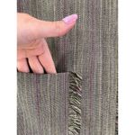 Harve Bernard Wool Pinstripe Fringe Blazer Jacket Size 12 Girl Boss Corpcore Green Photo 3