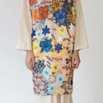 Acne Studios Delina Retro Floral Print Satin Shift Dress Multicolor EU 34 Photo 0