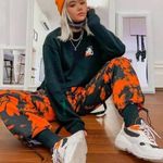 Jaded London Tie Dye Cargo Jogger Pants Orange Black Size 4 High Rise Halloween Photo 1