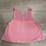 Free People  Pink Mesh Crochet Lace Sleeveless Cropped Tank Top Size M Photo 5