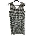 Virgo Petite Sheath Dress V Neck Sleeveless Houndstooth Black White 14P Photo 1