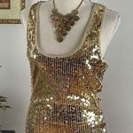 IMAGINARY VOYAGE Tank Top Large Sequin Club Sparkle Bling Party Evening Lined Photo 0