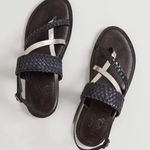 Freebird by Steven 38 US 7 Sea Sandal Braided Leather Strappy Black Silver Photo 0