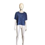 Aerie  Blue Leo Short Sleeve Crop Top Photo 1