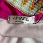 Aimage Women's High Waist Two Piece Bikini Set Aztec Swimsuit Pink L Large NEW Photo 7