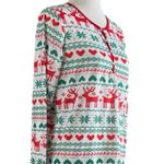 Christmas Pajama Set Jogger Pant Top Reindeer Green Red White Women Size Large Photo 6