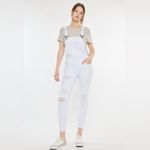 KanCan Women’s White Distressed Adjustable Stretch Overalls Size Medium Photo 1