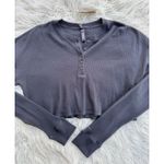 SKIMS Waffle Henley Long Sleeve Ash Size XL Photo 4