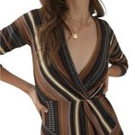 Anthropologie Maeve Black Knit Motif Wrap Midi Dress Brown Black Size M Photo 2