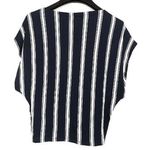 Love Tree Juniors Deep V-Neck Navy Blue White Stripe Short Sleeve Shirt Sz L Photo 1