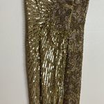 Mac Duggal BEADED embellished FLORAL SLEEVELESS GOWN in gold with slit size 2 Photo 4