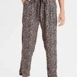American Eagle Leopard Print Paper Bag Pants Women's Size XS High Rise Belted Photo 0