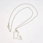 Maya Brenner Louisiana Necklace SterlingSilver State Outline Charm Delicate Fine Silver Photo 2