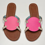 Frances Valentine Pink Chalk White Circle Slide Sandals Flat Shoes Size 8 Photo 0