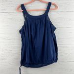 Free People  Blue Embroidered Sleeveless Cotton Tank Top Size M Photo 1