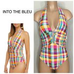 New. Plunge neck plaid swimsuit. Size 12. Regularly $89 Pink Photo 1