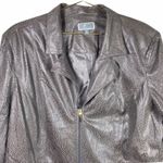 JM Collection Womens Brown Snake Print Animal Zip Faux Leather Jacket Blazer 16 Photo 1