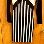 H&M black and white stripe long sleeve midi dress Photo 4