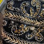 Beaded Stretch Satin Prom Homecoming Party Dress by Madeline Gardner Black SZ1 Photo 8