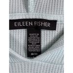 Eileen Fisher Waffle Knit Hoodie Light Aqua M Tencel Blend Drop Shoulder Cropped Photo 4