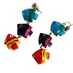 Colorful wood fish drop earrings Photo 2