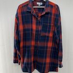 Old Navy  Size XL Flannel Shirt Boyfriend Fit Button Down Plaid Pocket Red Blue Photo 1