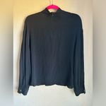 Vince 100% Silk Black Shirred Mock Neck Long Sleeve Blouse S Photo 7