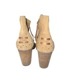 Toms  Majorca Tan Suede Peep Toe Heeled Ankle Boots Booties Womens Size 7.5 Photo 4