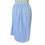 Vermont Country Store Blue Seersucker Stripe Midi Skirt Size Large Photo 1
