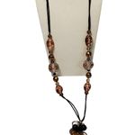 Retro Bee Rose Bird Bead Cluster Necklace Extra Long Y Drop 32" Boho Bohemian Photo 0