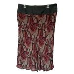 Vintage Y2K Denim Jean Chiffon Paisley Pattern Midi Skirt Lace Up Size 12 Blue Photo 1