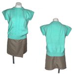 None VINTAGE 80s Seafoam Pastel Green Cap Sleeve Cable Knit Sweater Vest HANDMADE Photo 8