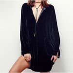 CP Shades NWT Free People x Teal Green Velvet Mini Dress Tunic LS Silk Boho XS Photo 2