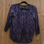 The Limited The‎  Large Sheer Top Medium 3/4 Sleeve Blue White Silver Lightweight Photo 0