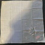 Antique Soft Cotton Floral Embroidered Handkerchief Pink White Photo 0