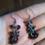 Indian Garnet and Red Seed Bead Dangle Earrings Photo 5