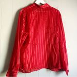 Joanna 80s Twinset Red Sheer Striped Shirt & Opaque Shell Women's Size XL Photo 1