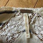 Free People  Striped Cotton Crochet Lace Trim Long Sleeve Top Womens Small Boho Photo 5