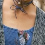 Free People Coquette Pearl & Bow Grapejuice Blues Choker Necklace in Blue NWT Photo 1